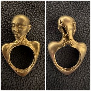 14k Gold Designer Selda Okutan Ettuma Ring 925 Silver and Handmade Signed Artist